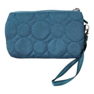 Thirty-One Vary You Zip Top Quilted Dots Wristlet in Jade Green, Like New!